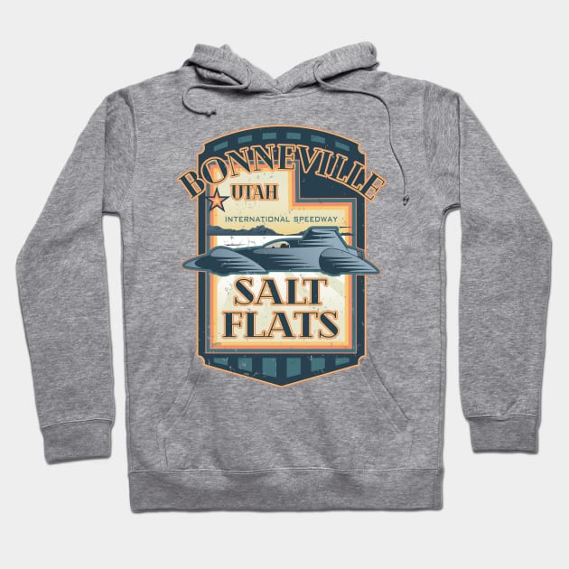 Bonneville Salt Flats International Speedway Vintage Retro Style Illustration Hoodie by hobrath